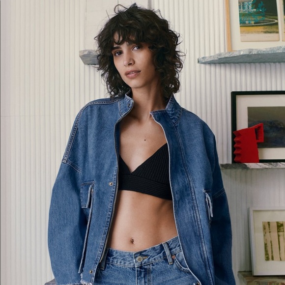 Zara Pocket Denim Jacket Large Nwt 